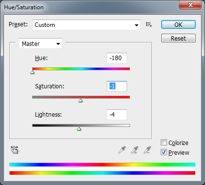 hue-saturation dialog