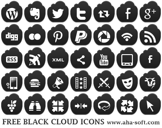 Free Black Cloud Icons 2013.2 full