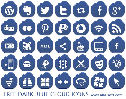 Windows 8 Free Dark Blue Cloud Icons full