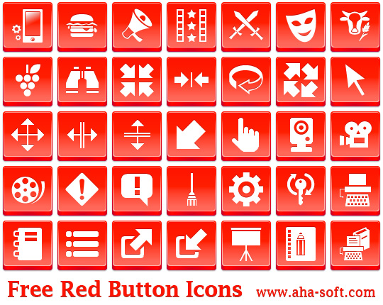 Windows 8 Free Red Button Icons full