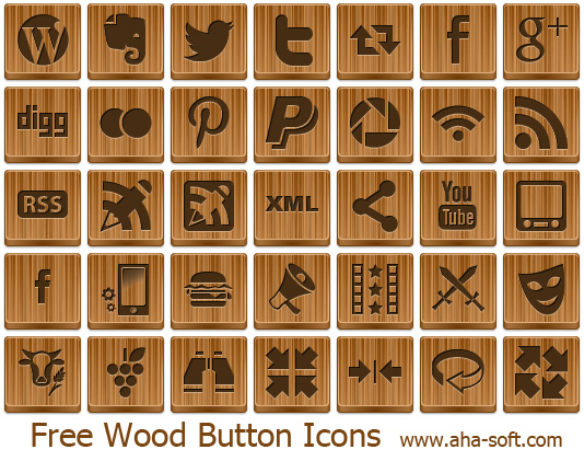 Windows 8 Free Wood Button Icons full