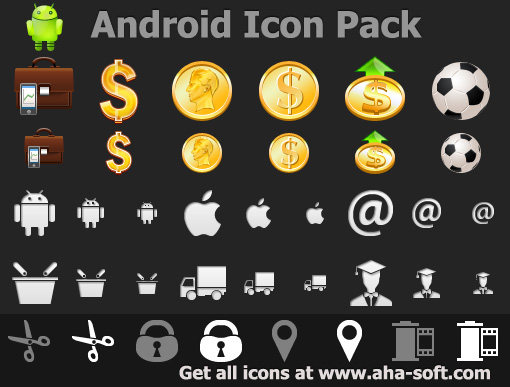 Over 600 interface icons for Android developers in raster and vector formats