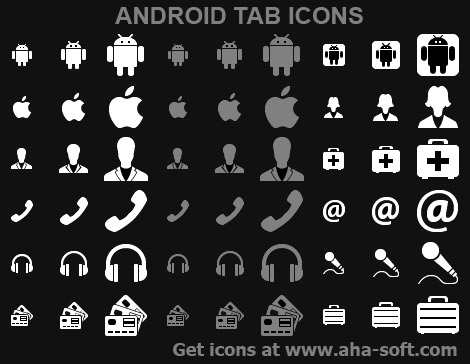 Over a hundred tab icons for Android developers in raster and vector formats