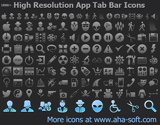 Tab bar icons to create navigation and tab bars for iPhone and iPad applications