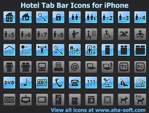 Enhance your hotel-related iPhone software or travel website with tab bar icons