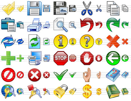 Collection of attractive toolbar and menu icons for web and desktop software